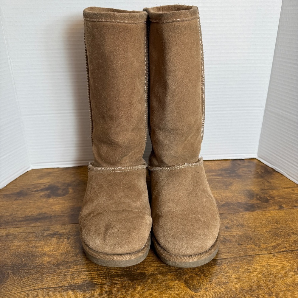 Xhilaration Boots Genuine Suede Tan Faux Fur Lining Women's Size 7 Rubber Sole - Picture 2 of 12